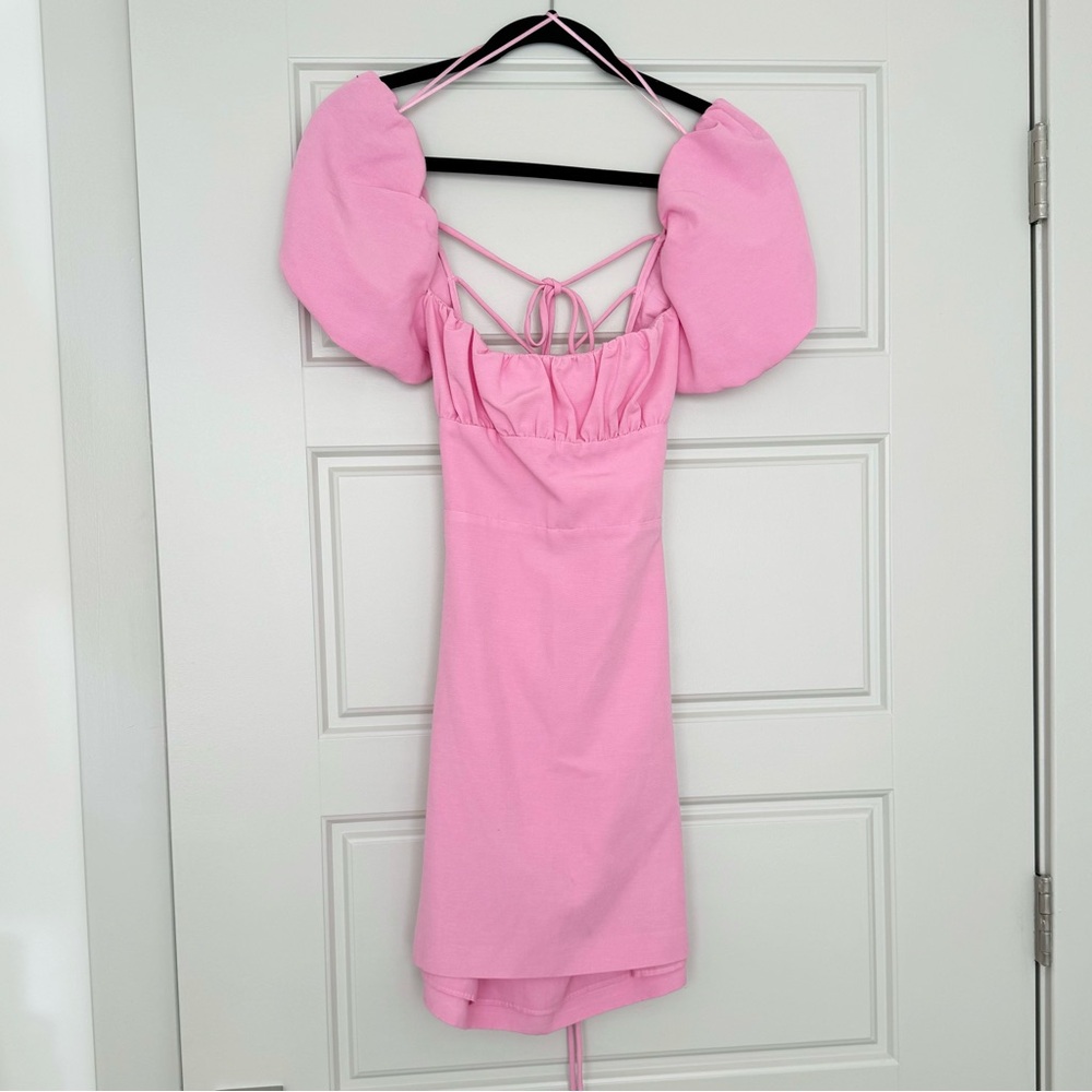 Zara linen blend pink dress
